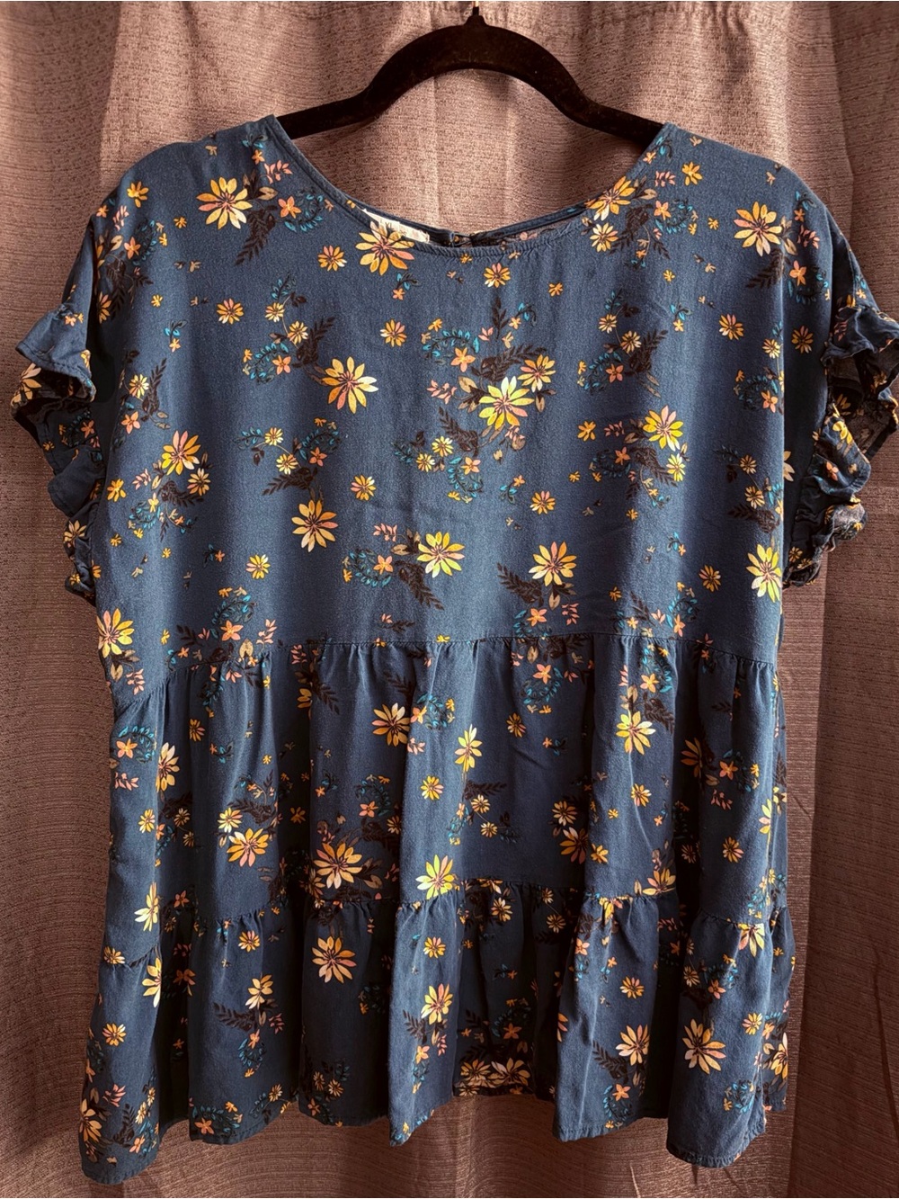 ✨3/25 bundle~Teal Floral Ruffle Sleeve Ropl XL